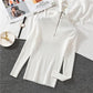 Women Half Turtleneck Knitwear Jumper Bottoming Blouse Zipper Solid Color Pullover Sweater