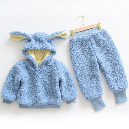 Children's Cotton-padded Clothes Suits Boys and Girls Winter Clothes Plus Fleece Sweater Autumn and Winter Two-piece Suit