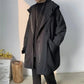 Tooling Jacket Men's Spring and Autumn Hong Kong Style Handsome Windbreaker Jacket Loose Tide Brand Mid-length Hooded Gown