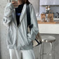 Women's Zipper Hooded Sweater Spring and Autumn Korean Version of The College Style Loose Solid Color Long-sleeved Cardigan Jacket
