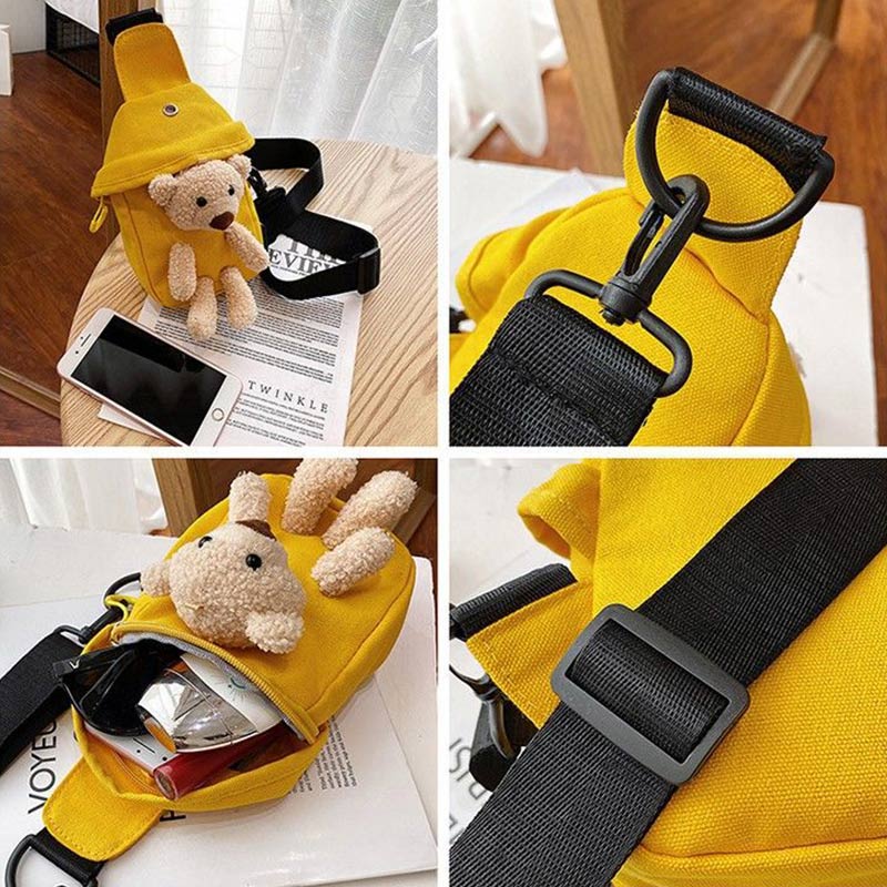 One-shoulder Canvas Bag Female Students Leisure Shopping Trend Waist Bag Fashion All-match Cross-body Chest Bag