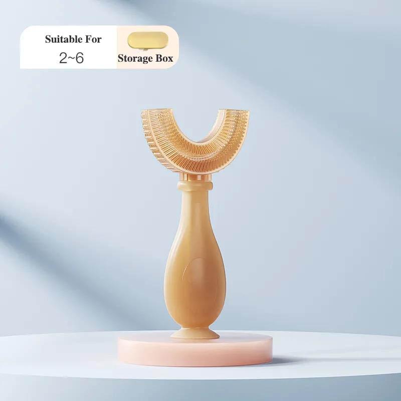 Children's Antibacterial Toothbrush U Type 2-6 Years Old/6-12 Years Old Baby Silicone Soft Bristles Brush Baby Brushing Artifact