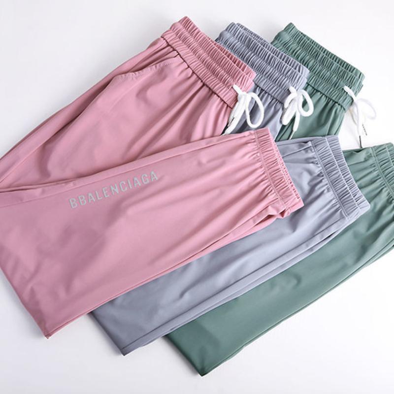 Ice Silk Stretch Quick-drying Pants Women's Summer Thin Section Beam Foot Breathable Loose Large Size Outdoor Running Sports Casual Pants