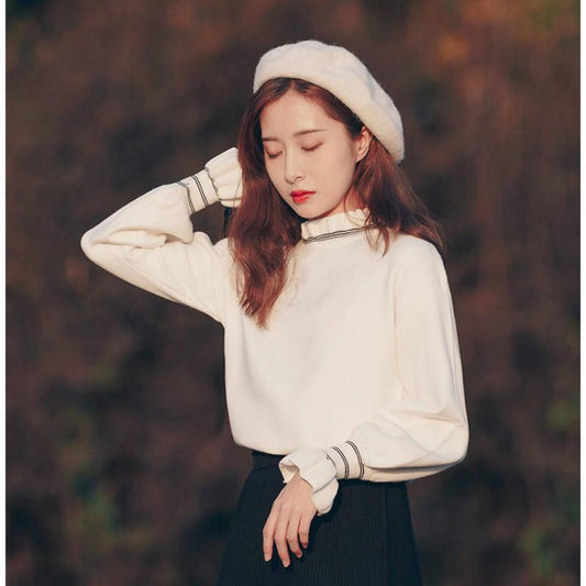 Autumn and Winter High-quality Core-spun Yarn Sweater Women Loose Pullover Wild Sweater