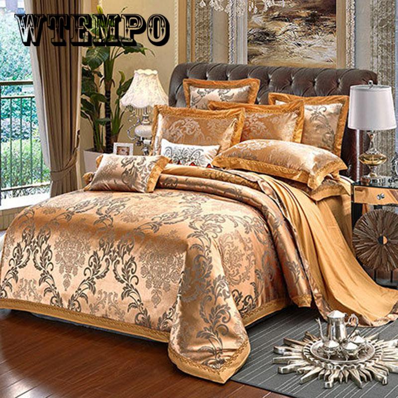 Luxury Jacquard Bedding Sets King Size Wedding Satin Duvet Cover Bed Sheet Set Pillowcases
