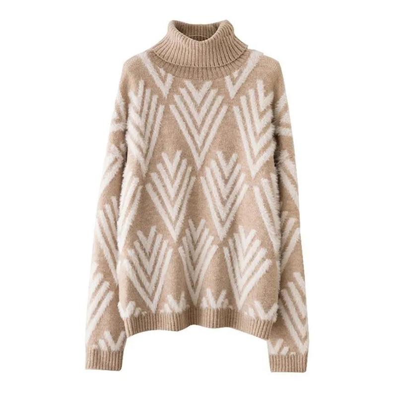 Lazy Style Pullover Sweater Women Thick High-necked Autumn and Winter Loose Inner Sweater Women's Warm Sweater