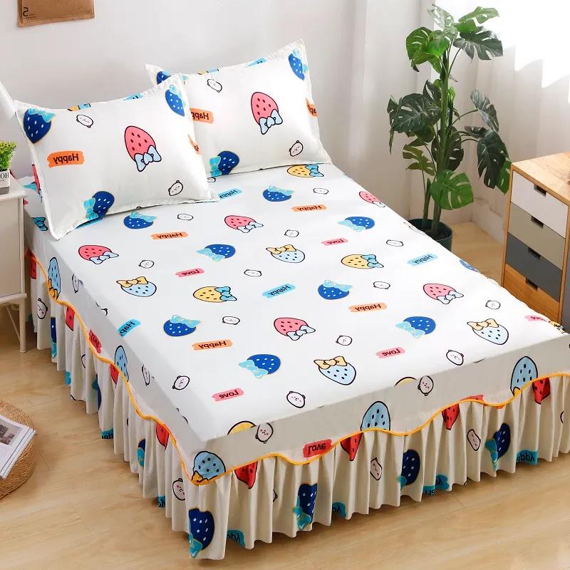 Korean Fashion Printed Bed Cover Double Bed Mattress Dust Cover Simmons Protective Cover