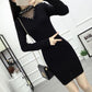 Women Sweater Dress O-neck Full Sleeve Sashes Stretch Vestidos Female Knee-length Knitted Dress