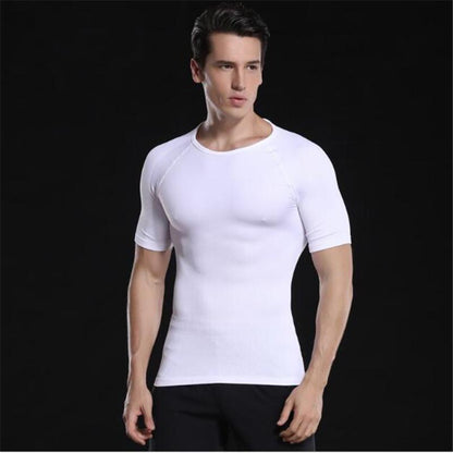 Men Summer  Casual Slim Tee Shirt Body Abdomen Waist Slimming Seamless Short-sleeved Men's Corset