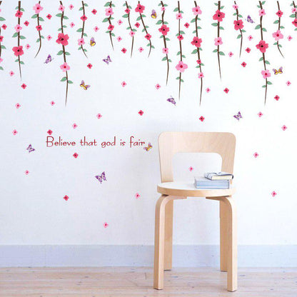 [sticker ]Romantic Flower Vine Wall Stickers Home Decor Living Room Bedroom Kitchen Kids Room Art D