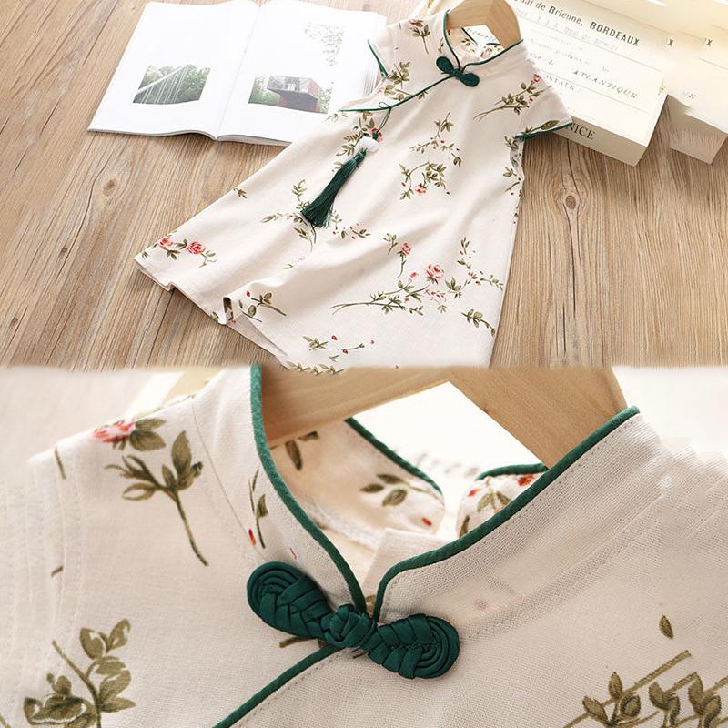 Girls' Dresses Summer Princess Dresses Big Children's Chinese Style Cheongsam Dresses Children's Summer Dresses