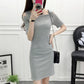 S-XXXL Plus Size Women's Clothing One Word Collar Off the shoulder  Knit Dress Pure Color Sexy Base Hip Skirt