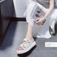 Plus Size 35-40 Women Sports Shiny Slippers Outdoor High Heels Bohemian Beach Wear-resistant Non-slip Office Lady Plat Sandals