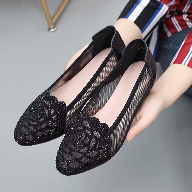 Mesh Sandals Women Summer All-match Comfortable Soft Sole Large Size Women's Shoes Flat Hollow Single Shoes
