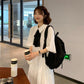 Cute Sweet Girl Bow Ruffle College Style Mid-length A-shaped Skirt Age Reduction Looser  Short Sleeve Dress