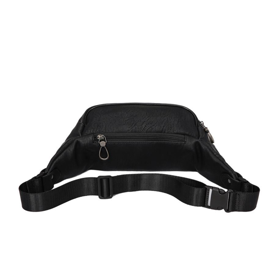 Casual Waist Bag Black Leather Rivet Chest Bag Mobile Phone Bag Outdoor Sports Shoulder Bag