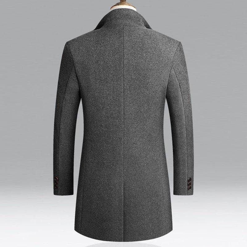 Men's Autumn and Winter Jacket 2021 New Plus Velvet Thick Wool Coat Mid-length Warm Casual Windbreaker
