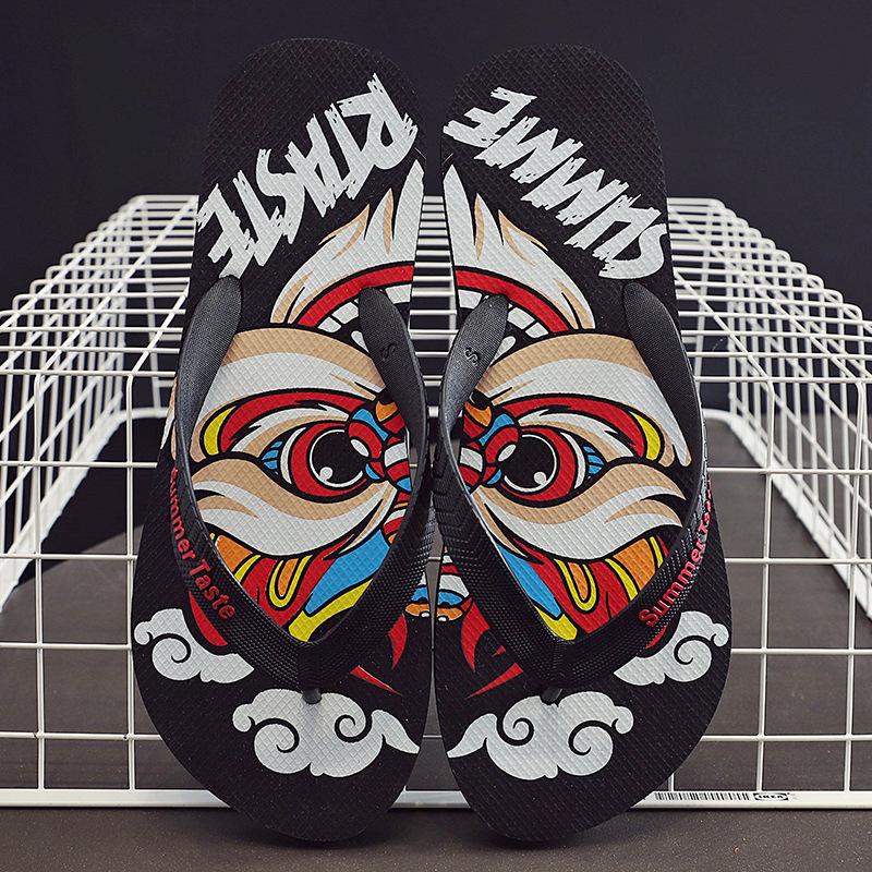 Summer Men Slippers Black Big Size Non-slip Male Sandals Fabric Shoeslace Outdoor Beach Men Flip-flop Flexible Shoes