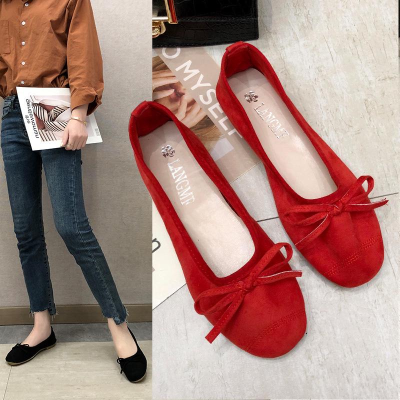 WTEMPO Brand Ballet Shoes Shallow Mouth Bow Soft Bottom Women's Shoes Four Seasons Wild Flat Shoes