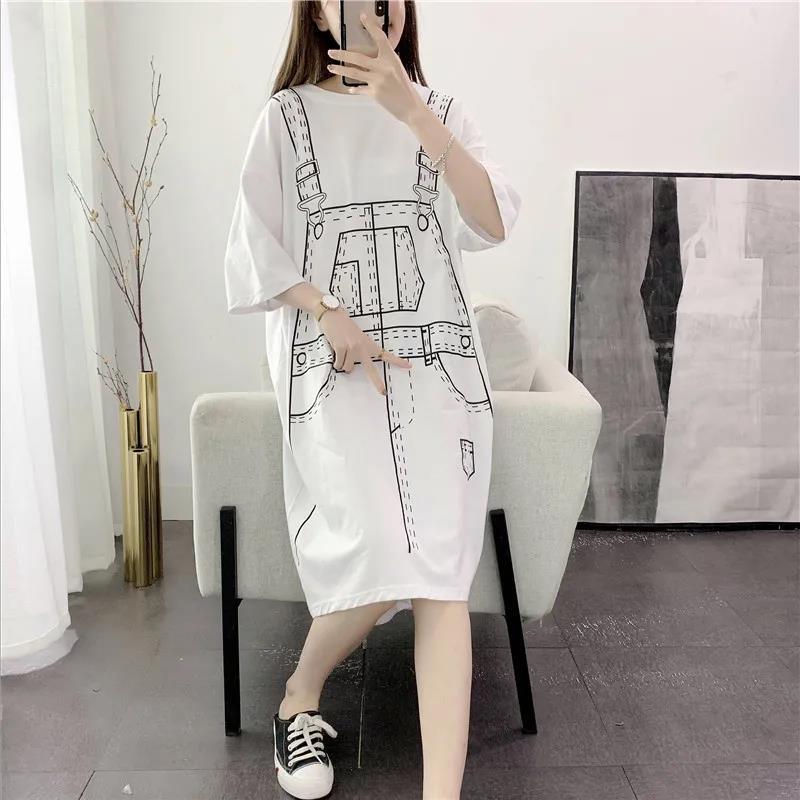 Women  T-shirt Dress Girl Loose O-Neck Casual Long Big Loose Home Comfort Outer Convenient Nightdress pajamas