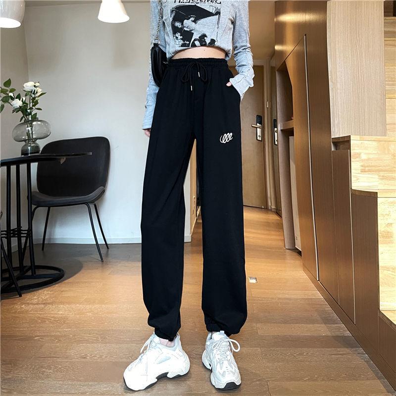 Thin Cotton Sports Trousers Women's Loose-fitting Outer Wear Korean Style Fashion Slim High-waisted Footwear Trousers