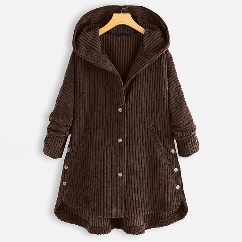 Autumn Winter Jacket for Women Corduroy Hooded Coats Solid Casual Plus Size Parkas