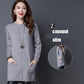 Women's Mid-length Pullover Sweater Loose Simple Irregular Hem Bottoming Sweater  Knitted Sweater Dress  with Pockets