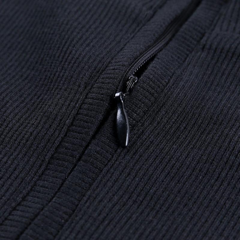 Women Sexy Knitted Tight-fitting Dress Solid Color Long Sleeve Zipper Closure Thread High Elasticity Dress