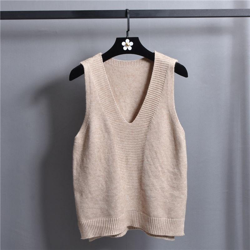 Autumn and Winter Short Loose Bottoming Shirt Waistcoat All-match V-neck Sweater Fashion Sleeveless Women's Vest