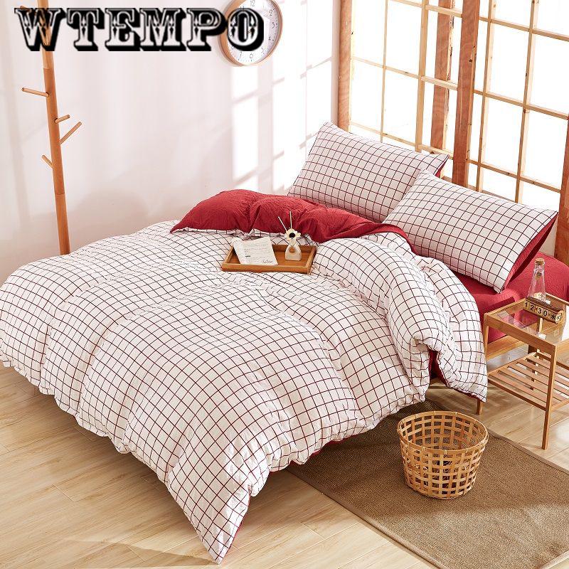 Simple Solid Color Water Wash Cotton Four-piece Naked Bedding Is Sleeve Double Student Dormitory Three-piece