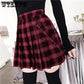 A-line Pleated Skirt Womens High Waist Streetwear Cotton Plaid Skirts Dancing Short Skirts