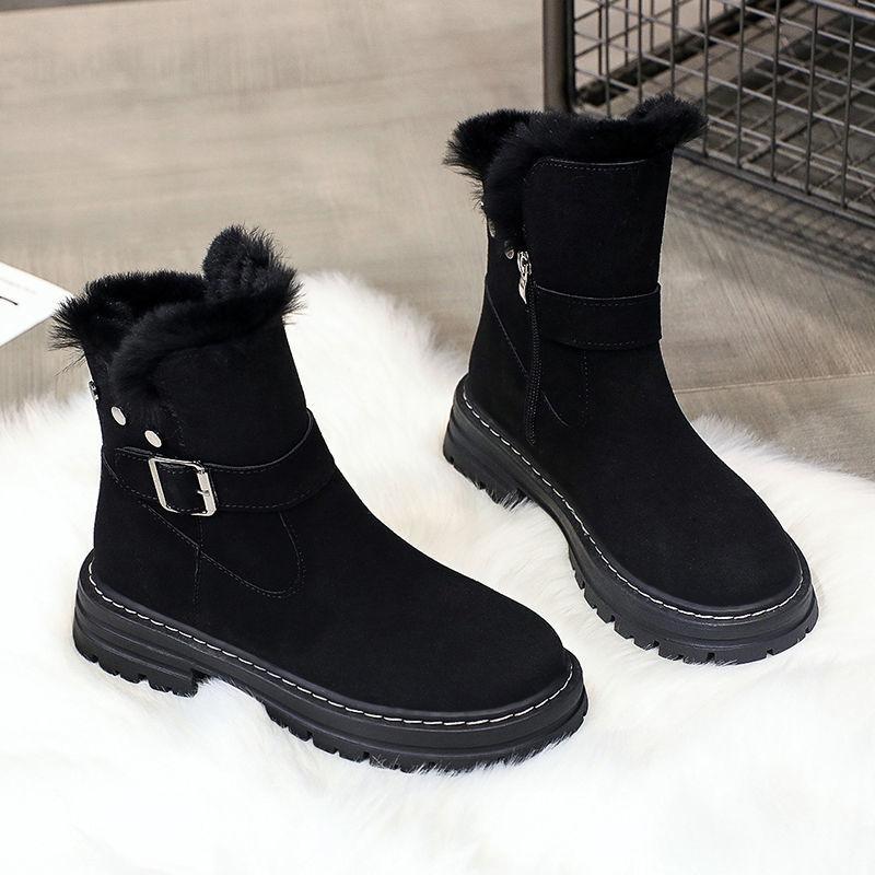 Winter Tube Snow Boots Woman Fur Plus Velvet Thick Bottom Anti-slip Wool Warm Cotton Shoes Winter Boots