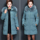 Women's Solid Color  Down Jacket Mid-length Korean Style Loose Thick Coat Warm Cotton Coat Large Fur Collar Winter Quilted Jacket