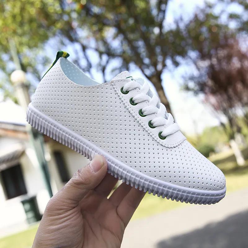 Women's Soft-soled Non-slip Flat Driving Shoes Breathable White Shoes