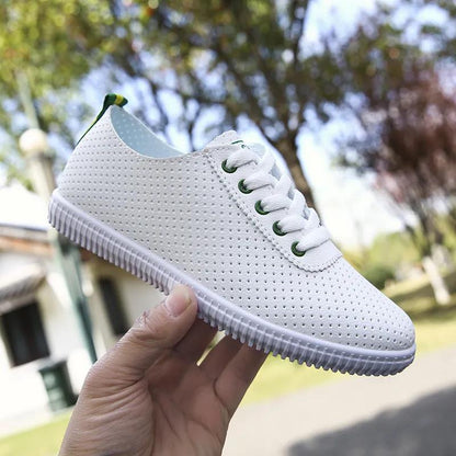 Women's Soft-soled Non-slip Flat Driving Shoes Breathable White Shoes