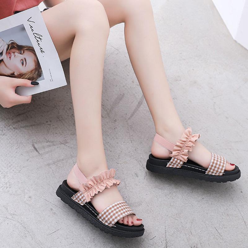 Summer Sandals Female Fairy Style Flat-bottomed Students All-match Korean Vacation Beach Roman Shoes