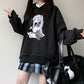 Anime Hoodies Japanese Oversized Loose Harajuku Sweatshirts Thick Fleece Fall Winter Pullovers Top Clothes Black Plus Size Fashion Streetwear Coat