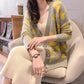 Knitted Cardigan Sweater Coat Korean Loose Leopard V-Neck Single-Breasted Student Sweater Jackets