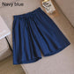 Summer Thin Section Breathable Cotton and Linen Shorts Women's Large Size Home Linen Five Points Loose Wide-leg Pants