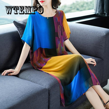 Plus Size Elegant Chiffon Silk Dress 2019 Summer Vintage Dresses Vestidos Long Beach Sexy