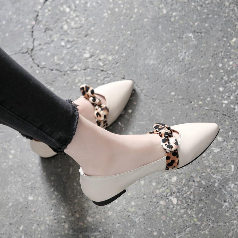 Women's Soft-soled Leather Shoes Bowknot Shallow Mouth Casual Women's Shoes One-step Low-heeled Shoes Lightweight Soft Leather Ladies Shoes