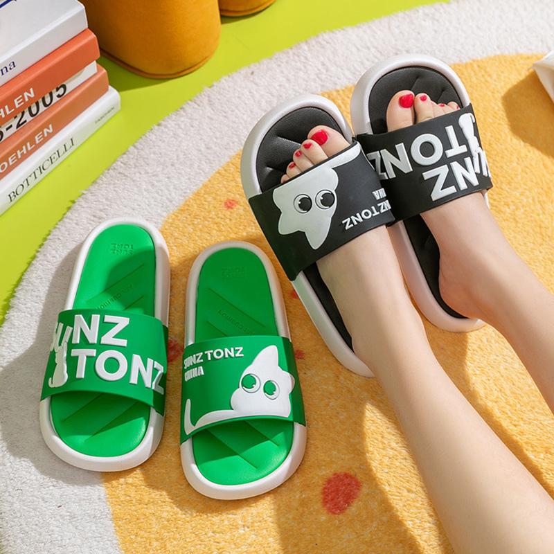 Ladies Sandals and Slippers Couples Cute Cartoon Non-slip Bathroom Bath Indoor Home Outing Slippers Men's Beach Shoes