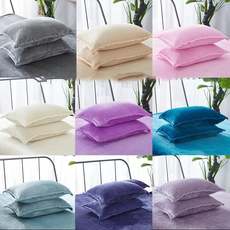 Pure Color Pillowcase Thick Flannel Pillowcase Single and Double Pillowcase Coral Fleece Pillowcase Two-piece