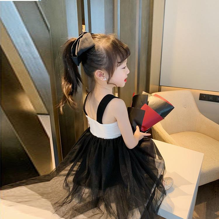 Children Dress Girls' Summer Dress Korean Sweet Casual Dress Lace Pompous Skirt Gauze Skirt Suspender Dress
