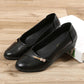 Spring and Autumn Mother's Shoes Soft Sole Comfortable Ladies Flat Pumps Mid Heel Comfortable Lightweight Black Leather Shoes