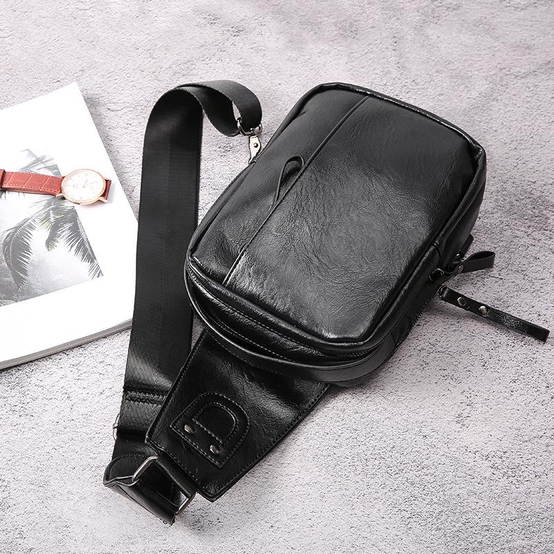 Chest Bag Men's Pu Leather Large-capacity Pockets Outdoor Riding Sports Messenger IPAD Package