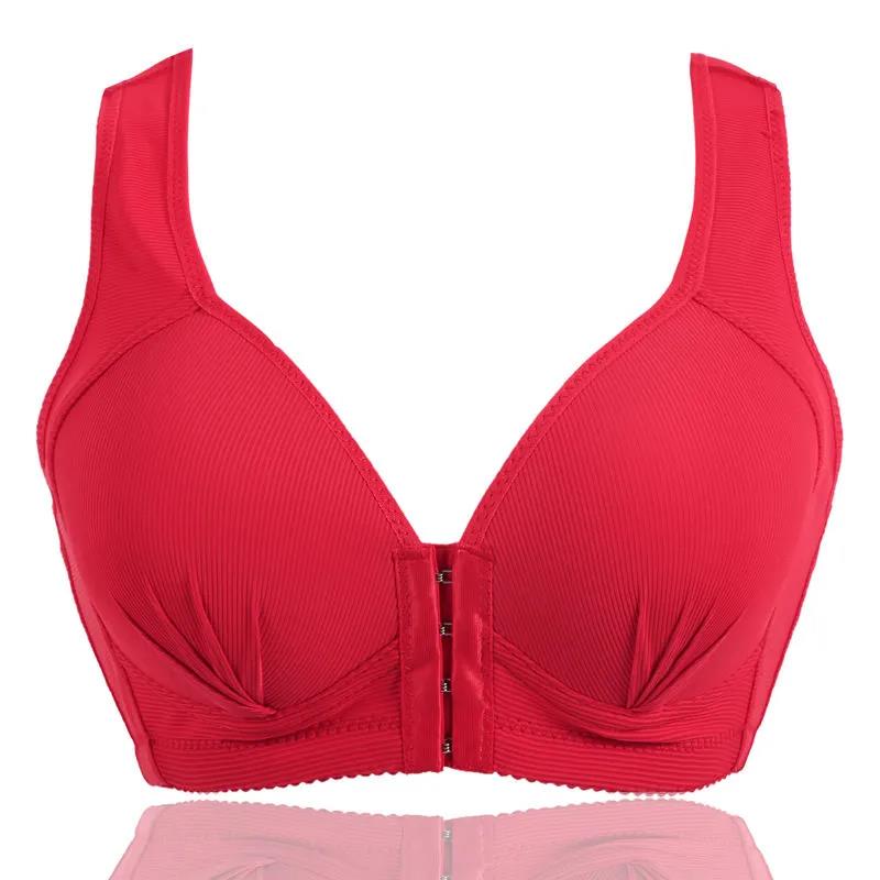 Women Push Up Soft Front Closure Solid Color Bra