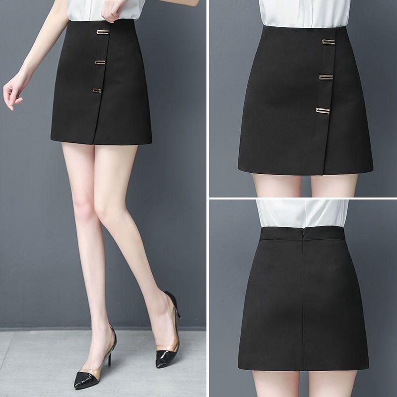 Black Short Skirt Women Sexy A-line High Waist Zipper Elastic Waist Club Casual Home Office