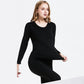 Women Winter Thermal Underwear O-neck Tops Pants Female Autumn Tight Suit Thicken Windproof Comfortable Soft Lining Long Sleeve High Elasticity Slim