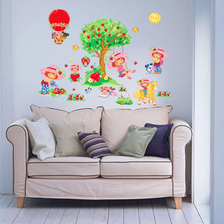 Swing MM Strawberry Girl Third Generation Bedroom Living Room Bathroom Wall Background Wall Sticker